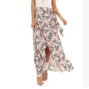 New Paisley Print Wrap Maxi Skirt With Tie Medium